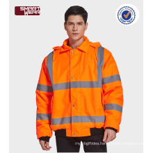 High quality workwear winter safety reflective orange jacket with reflective tape